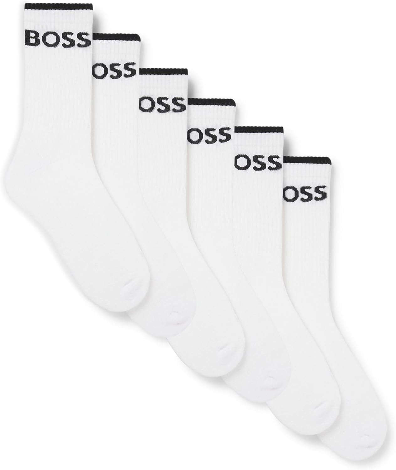 BOSS ▫️ 6P QS Stripe CC SHORT SOCKS para homem Branco100,