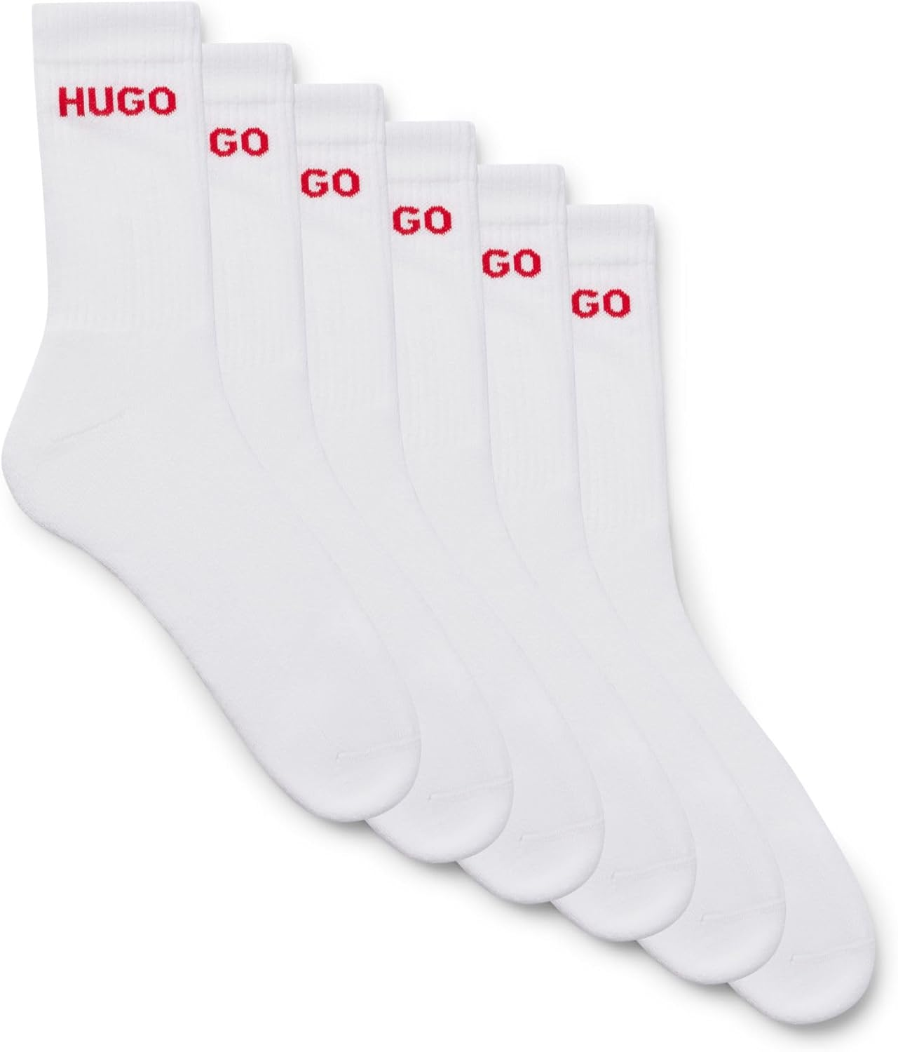 HUGO ▫️ BOSS 6P QS RIB LOGO CC, meias curtas para homem, branco100,