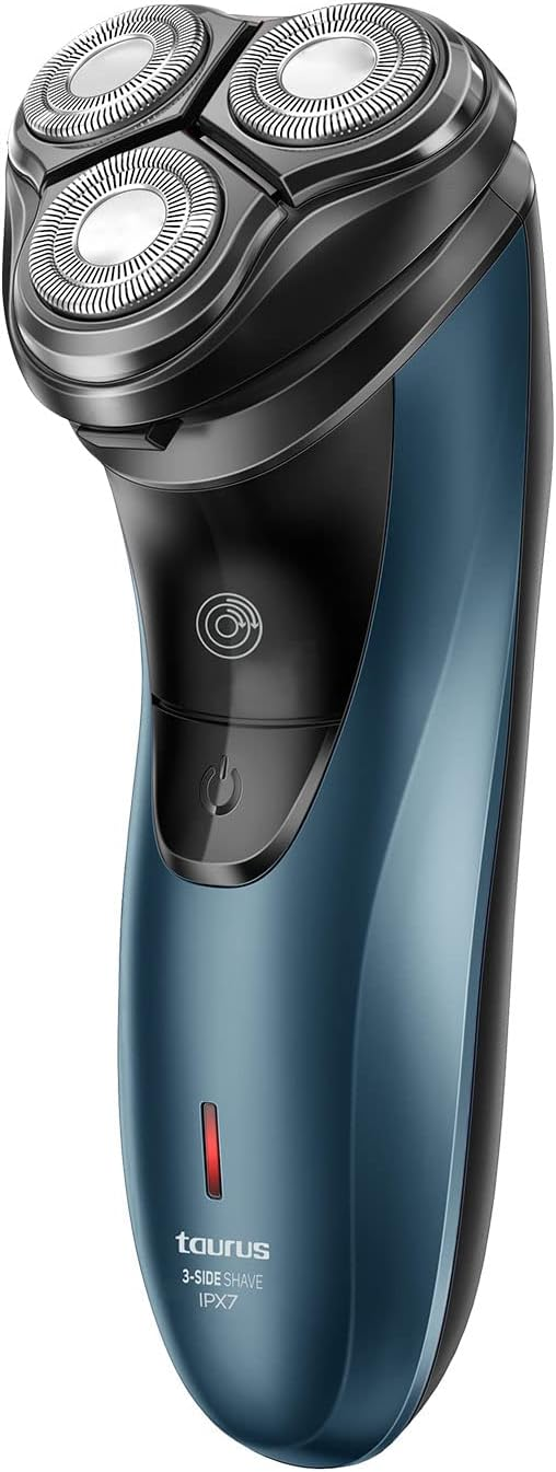 Taurus ▫️ Máquina de barbear eléctrica para homem 3 lados IPX7, máquina de barbear, húmida e seca, 45 min. de autonomia, máquina de cortar a barba, tecnologia Total Curve, carregamento USB, ergonómica, cuidados da pele, sem fios