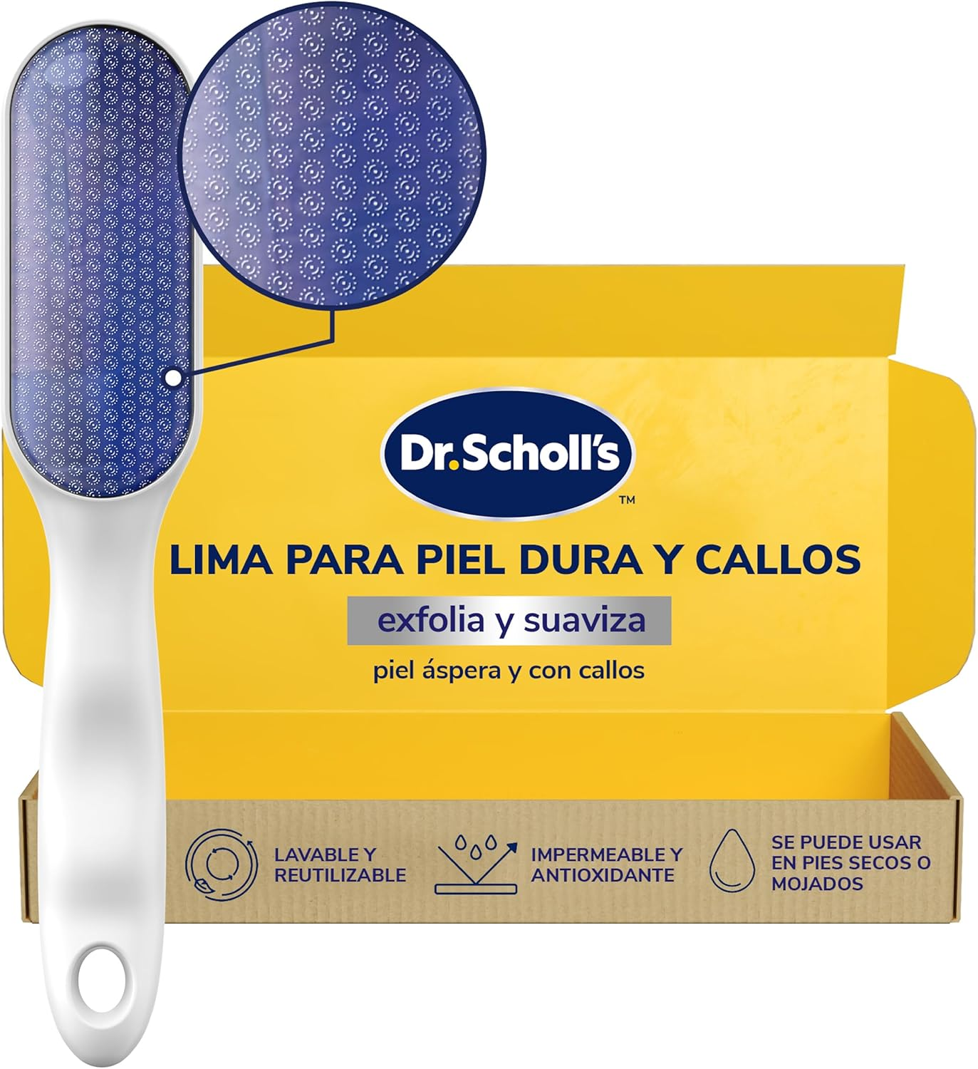 Dr. Scholl's ▫️ Scholl Manual Nano Crystal Foot File - Exclusivo Amazon - Remove calos e calosidades - Lavável e reutilizável - 1 unidade