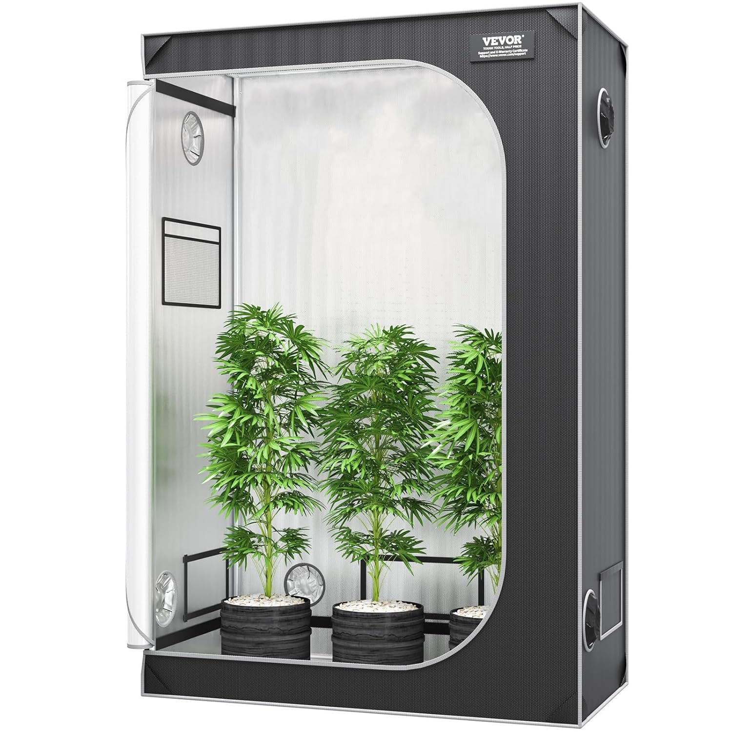 VEVOR ▫️ Tenda de cultivo 122x61x183 cm Tenda de cultivo hidropónico Mylar 2000D altamente reflectora com janela de observação, saco de ferramentas, tabuleiro de chão para cultivo de plantas