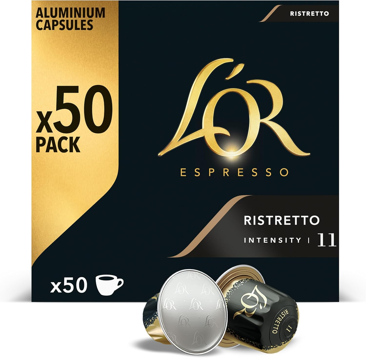 L'OR ▫️ Cápsulas de café Ristretto: Intensidade 11: 50 Cápsulas compatíveis com Nespresso
