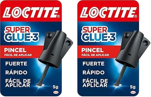 Loctite ▫️ Super Glue-3 Brush, cola transparente com pincel aplicador, adesivo universal de tripla resistência, força instantânea e fácil de utilizar, 1x5 g, Embalagem de 2