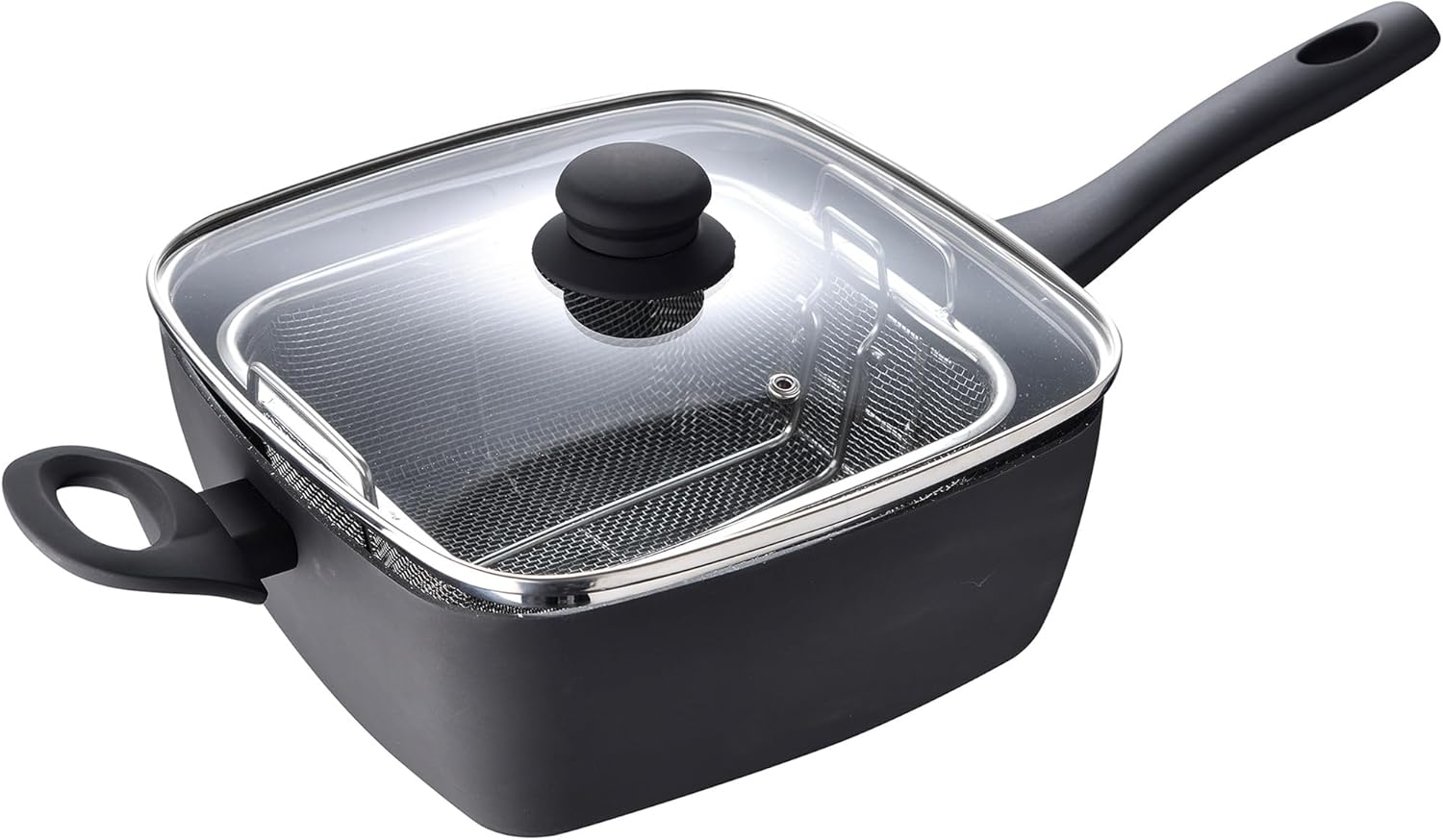 San Ignacio ▫️ Frigideira quadrada 24x24x9,5cm prensa de alumínio, indução, c/ tampa óptima