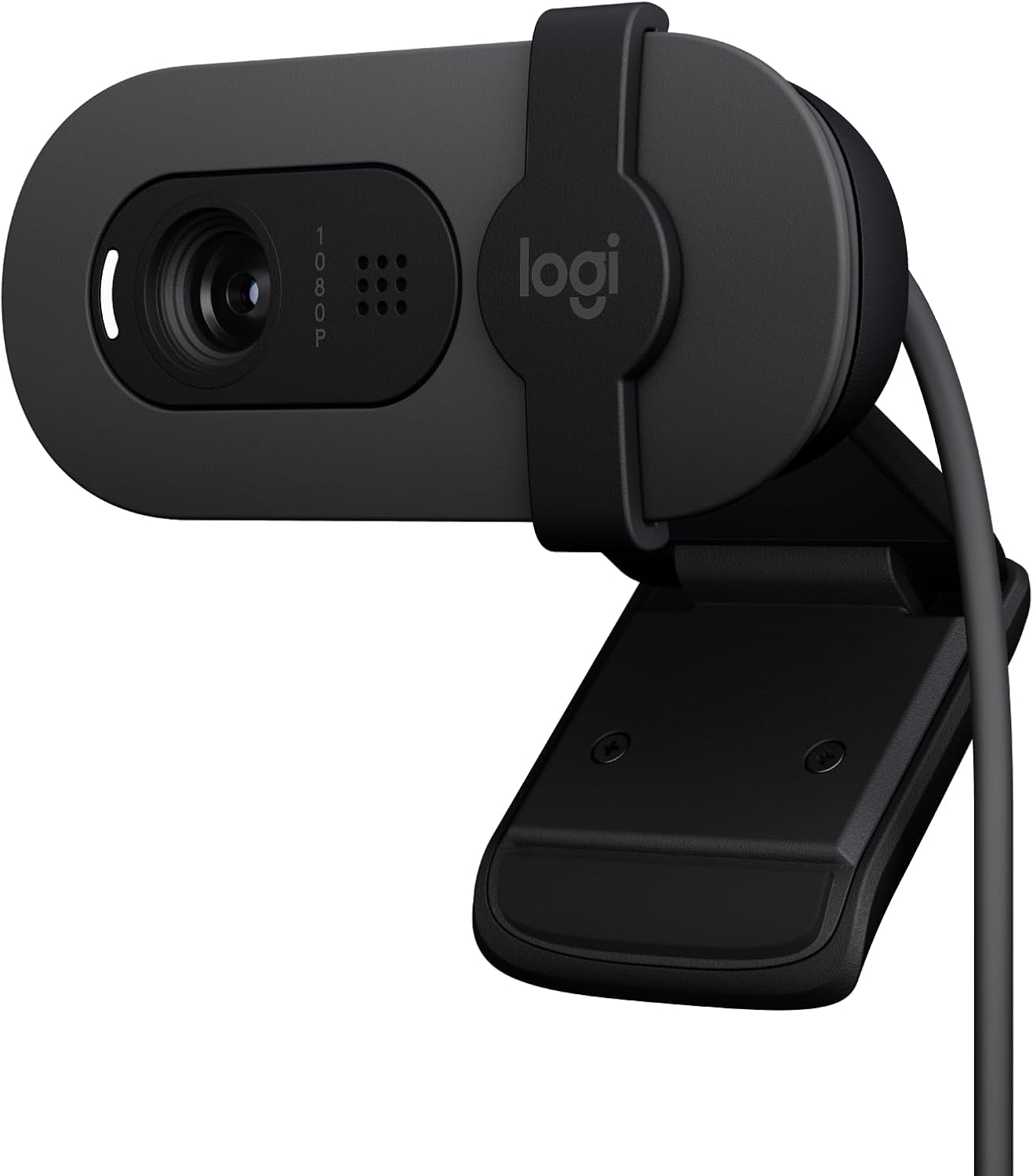 Logitech ▫️ Brio 100, Webcam Full HD para reuniões e transmissões, equilíbrio automático da iluminação, microfone incorporado, tampa de privacidade, USB-A, Microsoft Teams, Google Meet, Zoom e muito mais,Grafite