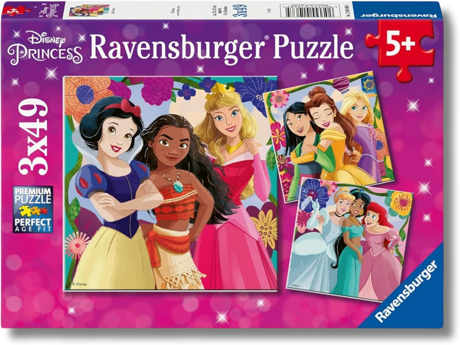 Ravensburger ▫️ Disney Princess Puzzles 3-Pack | Puzzle 5 Anos Ou Mais Velho | 3 X 49 Peças Pacotes de Puzzles para Crianças | Puzzles para Crianças 21 X 21 Cm | Puzzle