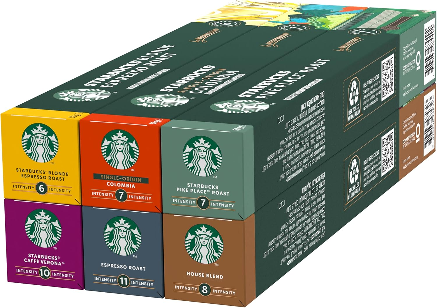 STARBUCKS ▫️ Nespresso Variety Pack, Cápsulas de café de diferentes dosagens 6 x 10 (60 cápsulas) - Amazon Exclusive