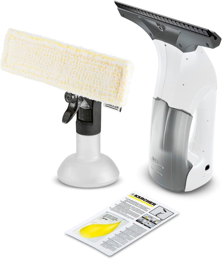 Karcher ▫️ Kärcher Window Cleaner WV 1 Plus, duração da bateria: 20 min, LED indicador do estado da bateria, depósito de água suja: 100 ml, peso: 0,5 kg, pulverizador, pano de microfibras, 20 ml de produto de limpeza