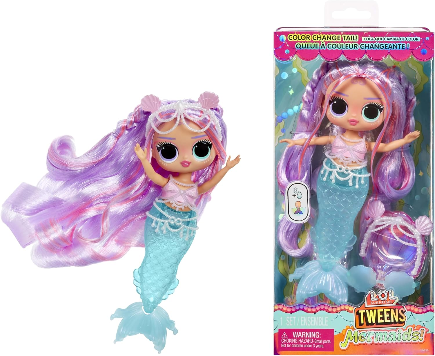 L.O.L. Surprise! ▫️ Tweens - Mermaid Lana Marine - Boneca de moda com cauda que muda de cor, barbatana móvel e acessórios giros - Brinquedos para crianças e coleccionadores a partir dos 4 anos