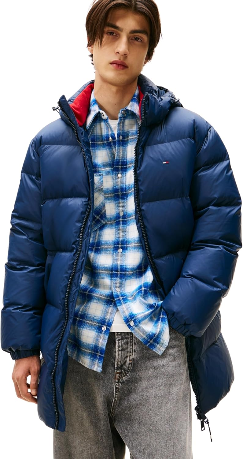 Tommy Jeans ▫️ Casaco com capuz para homem Essential Down Quilted Jacket Parka com capuz