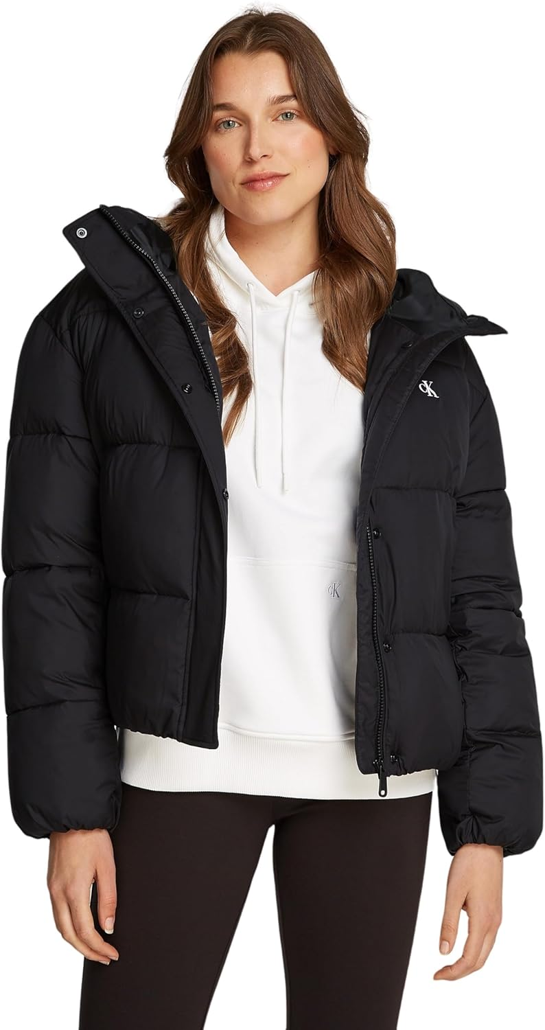 Calvin Klein ▫️ Women's Quilted Jacket Short Hooded Puffer with hood