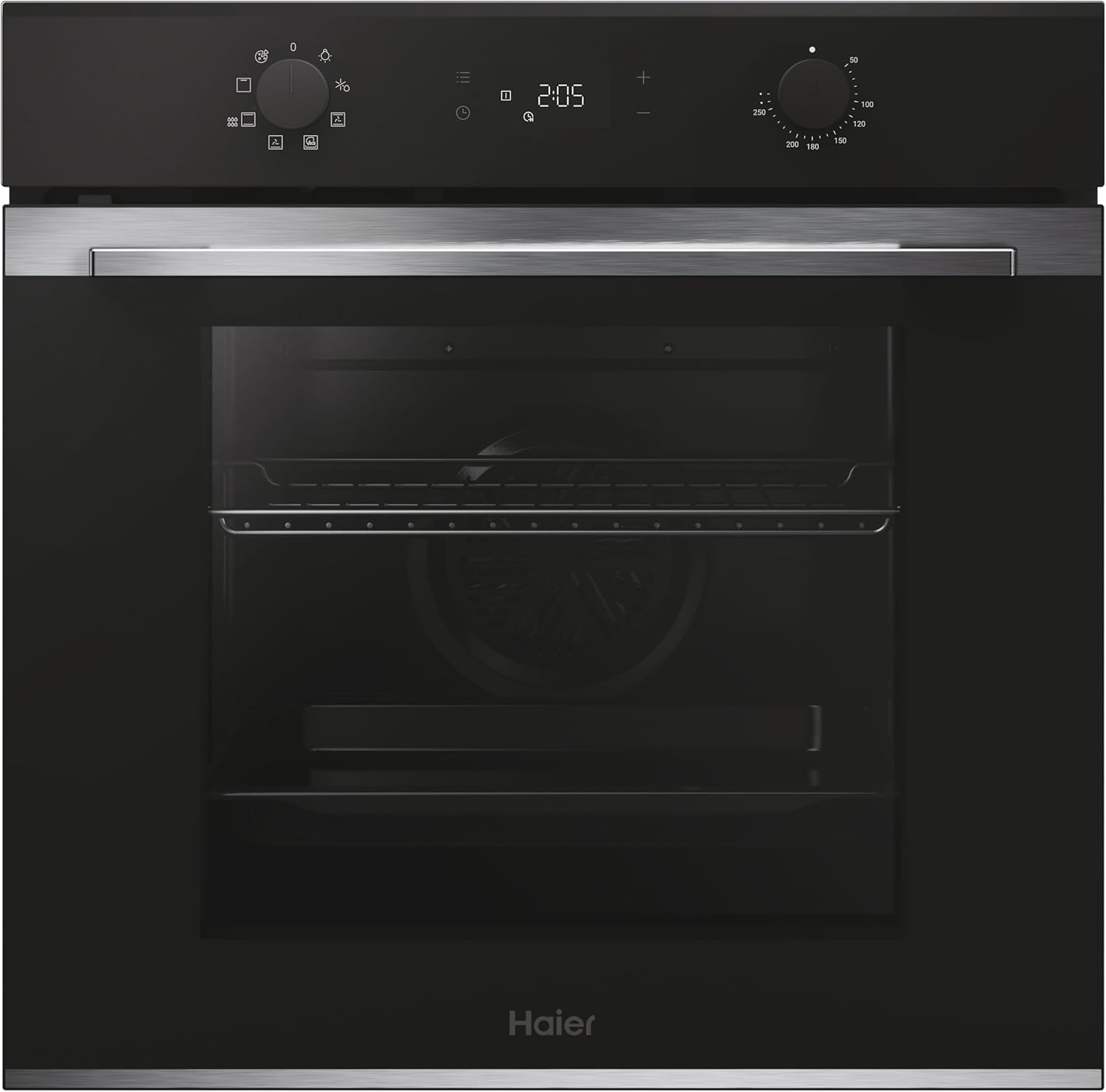 Haier ▫️ ID Series 2 H6 ID2P3T1HTX - Forno Hidrolítico Multifunções, 78L, Cozedura multinível, 9 Funções, Ecrã tátil e botões rotativos, Corrediça telescópica, 2 portas de vidro, Preto e Aço Inoxidável