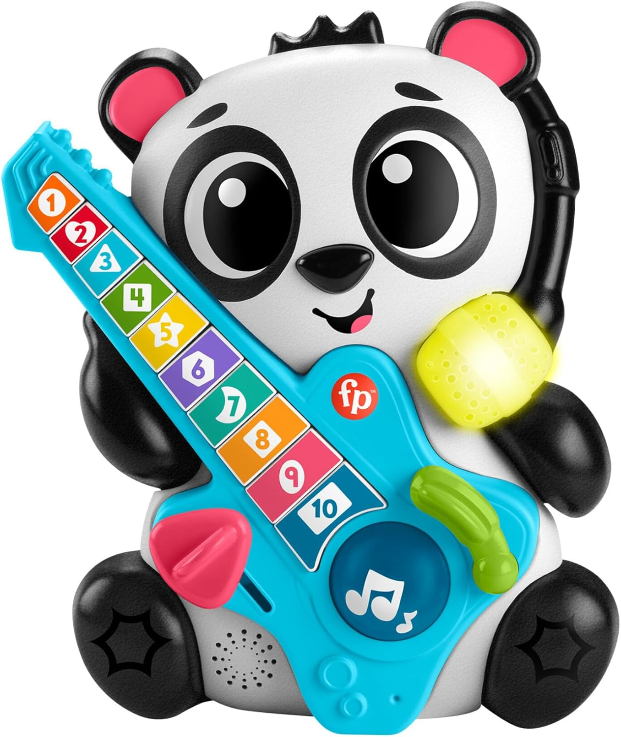 Fisher-Price ▫️ Banda Animal Canta y Cuenta con Panda, Oso con guitarra, Juguete para aprender os números e formas com música e luzes interactivas, versão espanhola, presente para bebés +9 meses, HYK93