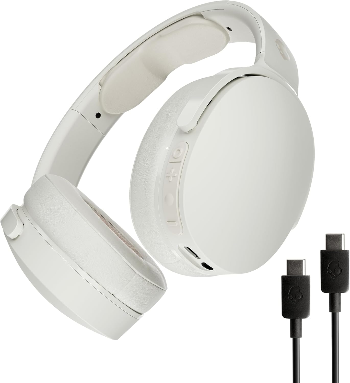 Skullcandy ▫️ Auscultadores sem fios Bluetooth sobre o ouvido Hesh EVO com cabo de carregamento USB-C extra-longo, isolamento de som, bateria com autonomia de 36 horas, design leve e dobrável - Branco