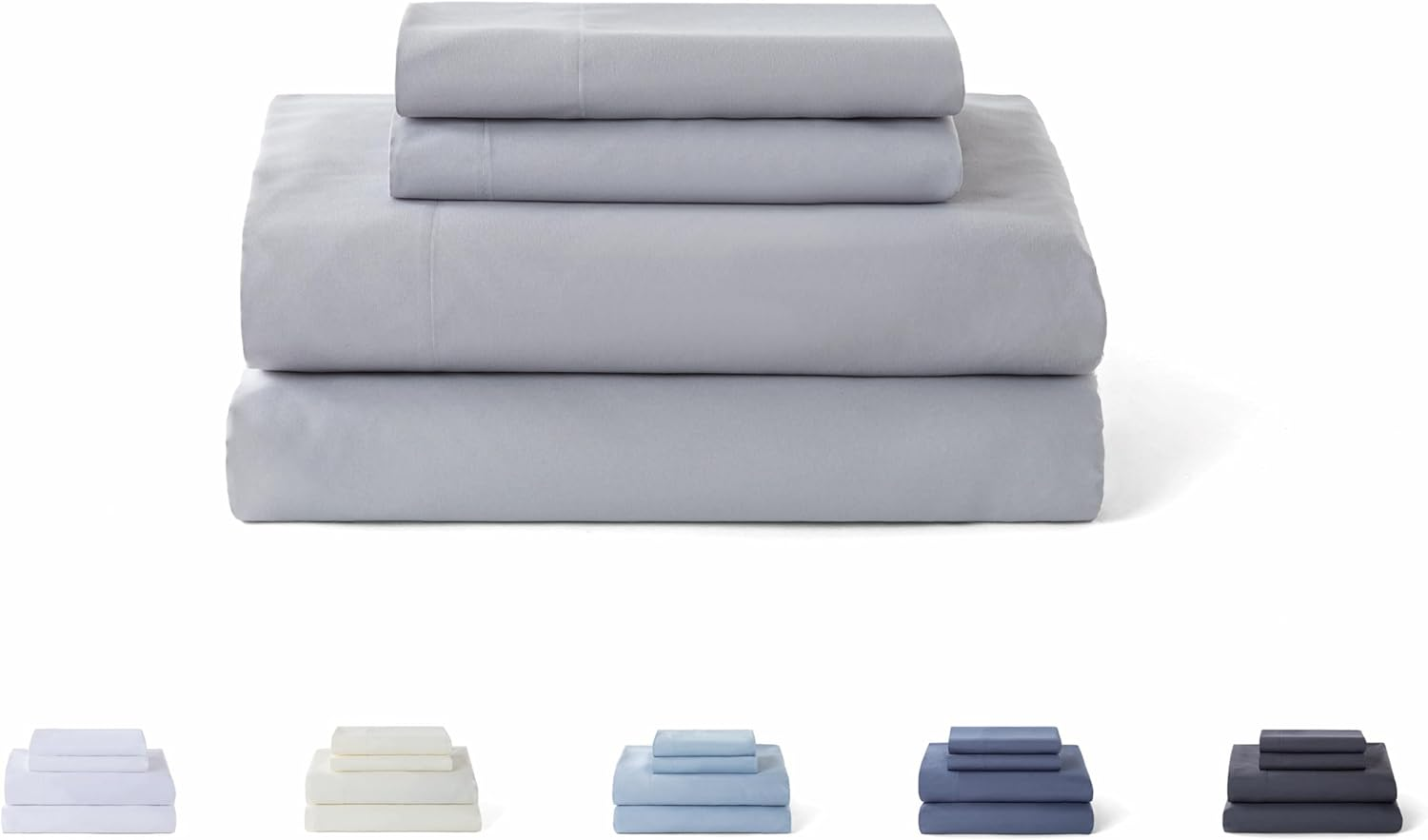 Todocama ▫️ Conjunto de lençóis de cama de 4 peças - 5003 - Lençol de cama - Cama de casal - Duas fronhas de 50x80cm (Cama 90x190/200 cm, Cinzento claro)