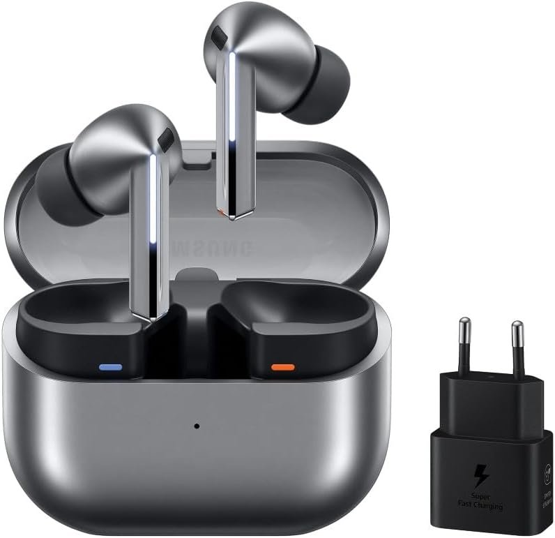Samsung ▫️ Galaxy Buds3 Pro + Carregador - Auscultadores sem fios, Cancelamento de ruído, Bluetooth, Áudio 361, Som Hi-Fi, Cinzento (Versão inglesa)