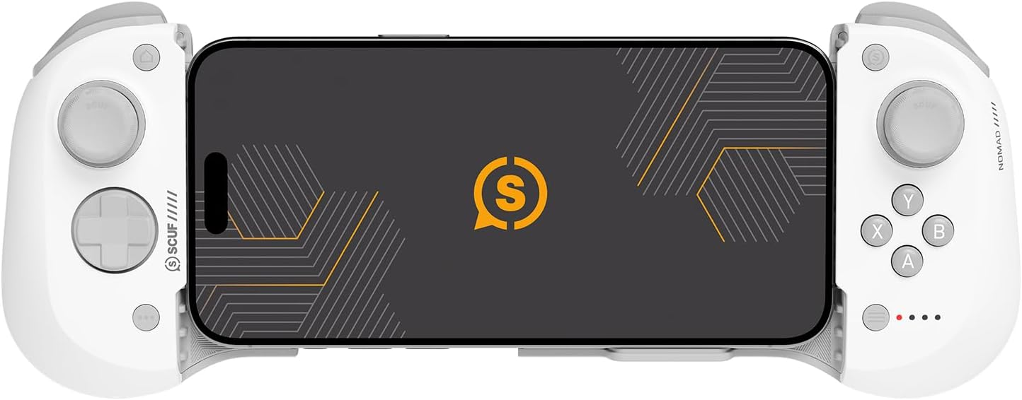 Scuf ▫️ Comando móvel sem fios para iPhone NOMAD - Pás traseiras - Varetas antiderrapantes - Conectividade Bluetooth 5.0 - Comando PS, Xbox Game Pass, Apple Arcade, Steam Link - Branco
