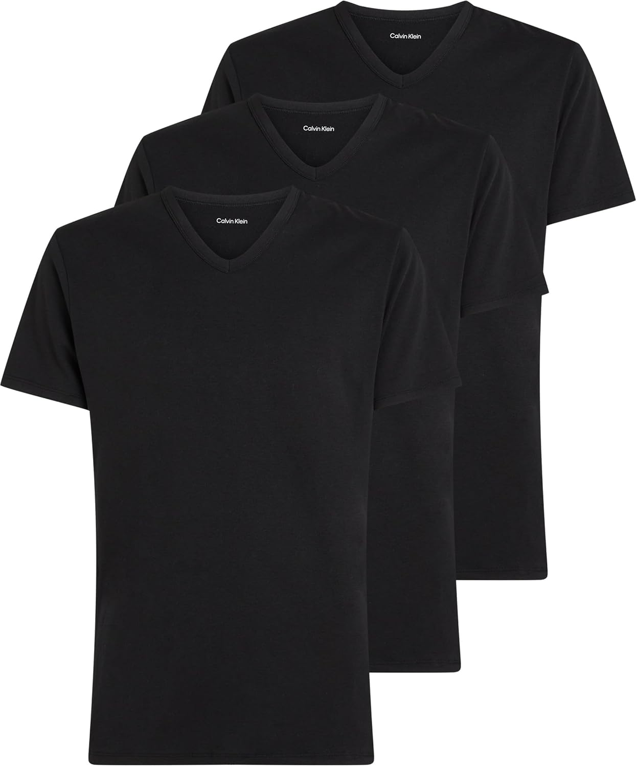 Calvin Klein ▫️ T-shirts de manga curta para homem, pack de 3 com gola em V