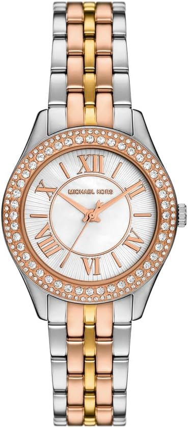 Michael Kors ▫️ Relógio Harlowe para senhora, movimento de quartzo a três mãos com bracelete em aço inoxidável ou pele