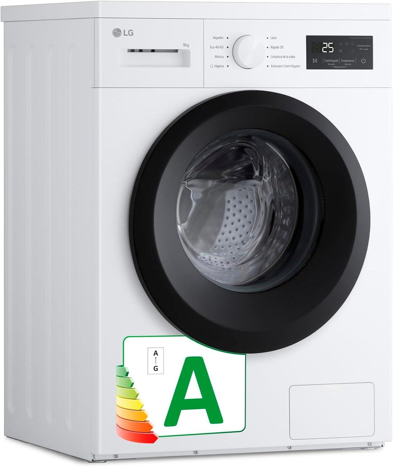 LG ▫️ F4A1009NWK - Máquina de Lavar Roupa, 9 kg, 1400 rpm, Carregamento Frontal, 8 Programas, Programa de Lavagem Rápida e Manual, Fundo Especial Reduzido, Ecrã LED, Série 100, Cor Branco