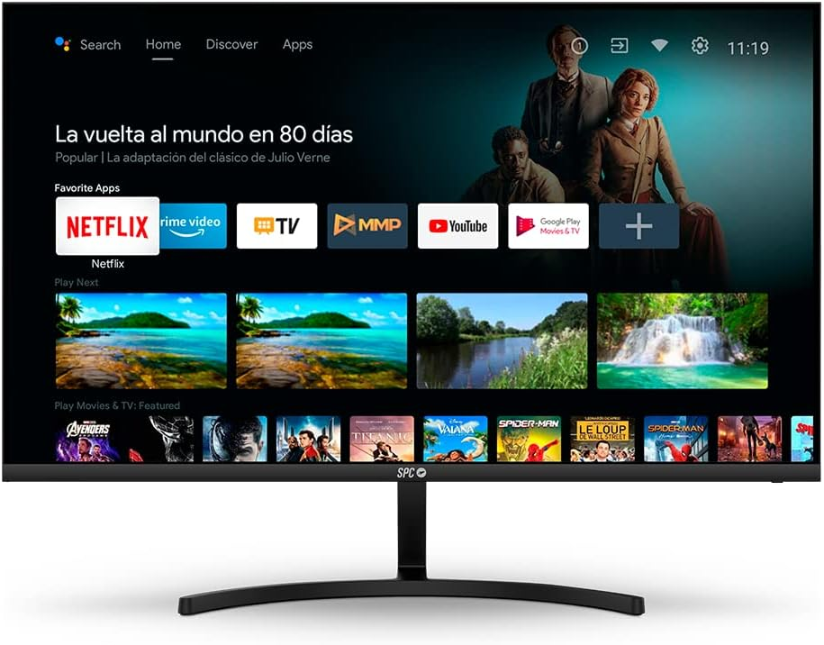 SPC ▫️ Smart Monitor 27 - Monitor para Android TV Full HD de 27", altifalantes incorporados, conetividade móvel, design ultrafino, controlo remoto e acesso a conteúdos de streaming (Netflix, Prime Video, Youtube)
