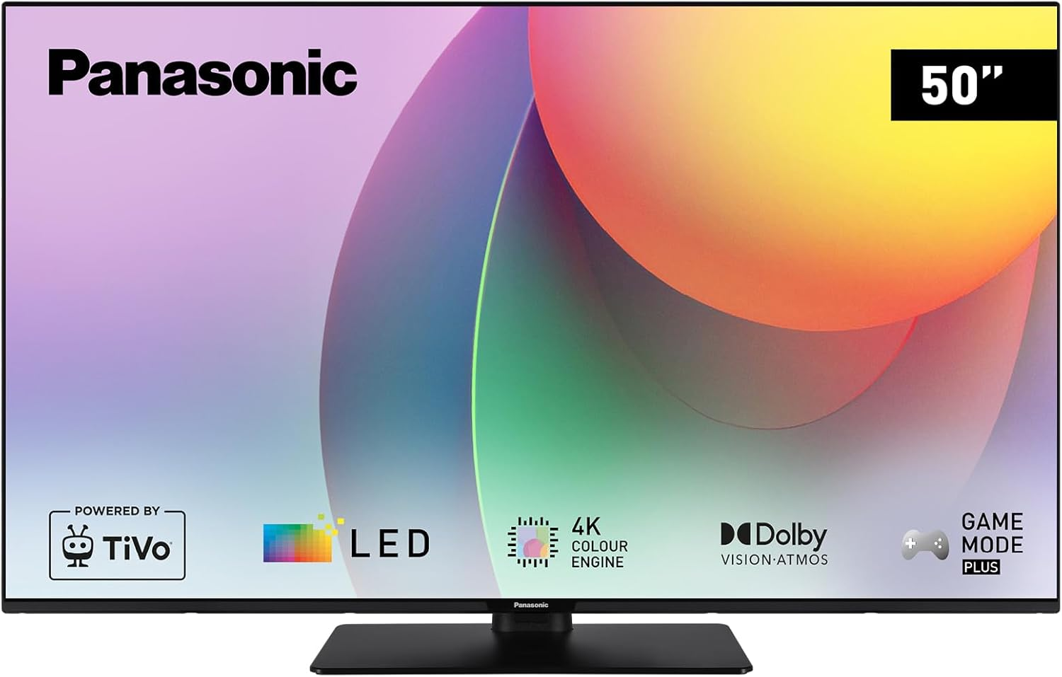 Panasonic ▫️ TB-50W60AEZ, Smart TV LED 4K Ultra HD Série W60 de 50 polegadas, 2024, TiVo, 4K Colour Engine, Dolby Vision e Atmos, Game Mode Plus, para uma experiência de visualização excecional.