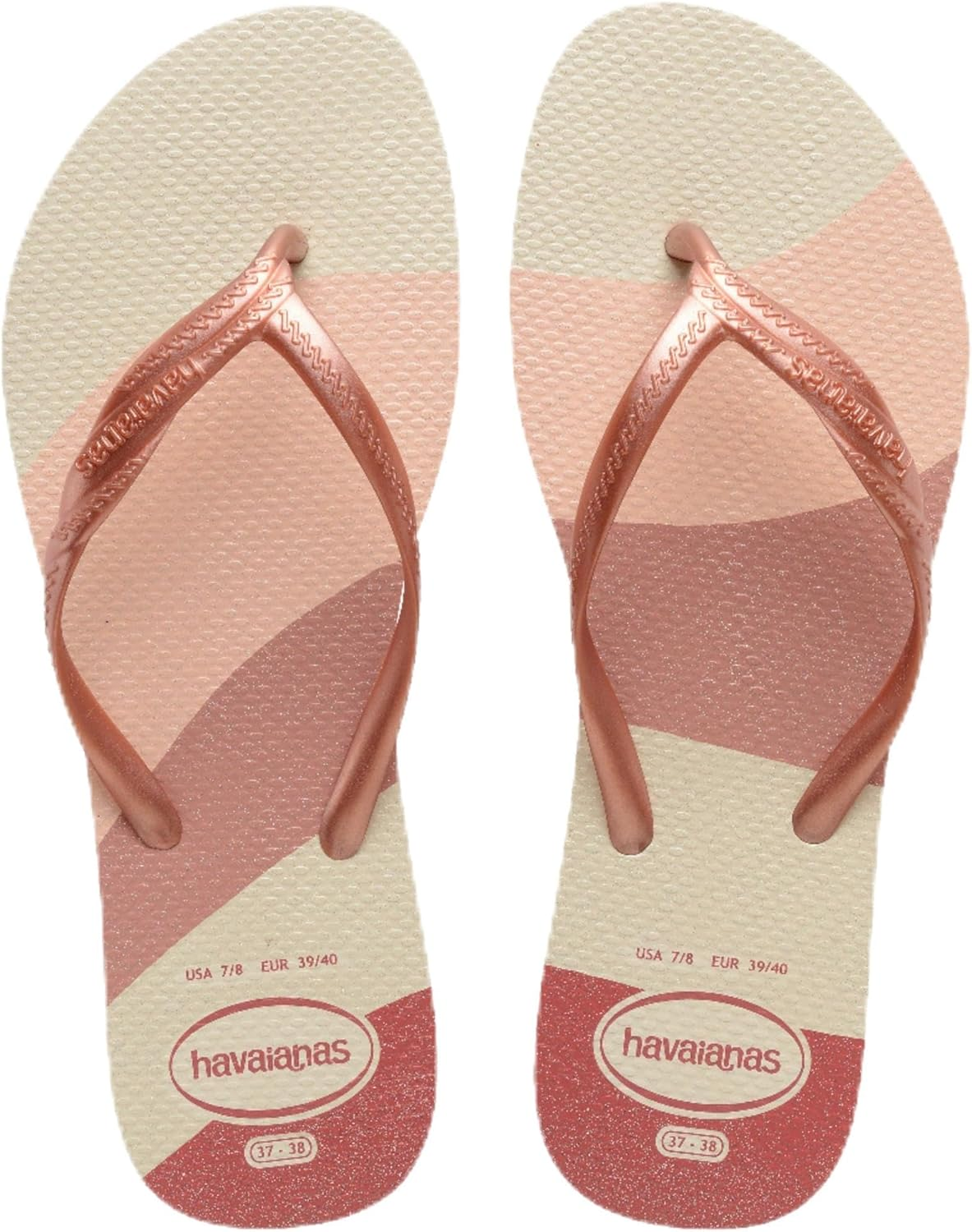Havaianas ▫️ Fantasia, chinelos de dedo confortáveis, duráveis e com estilo, tiras metálicas com cruzamento lateral, para mulher