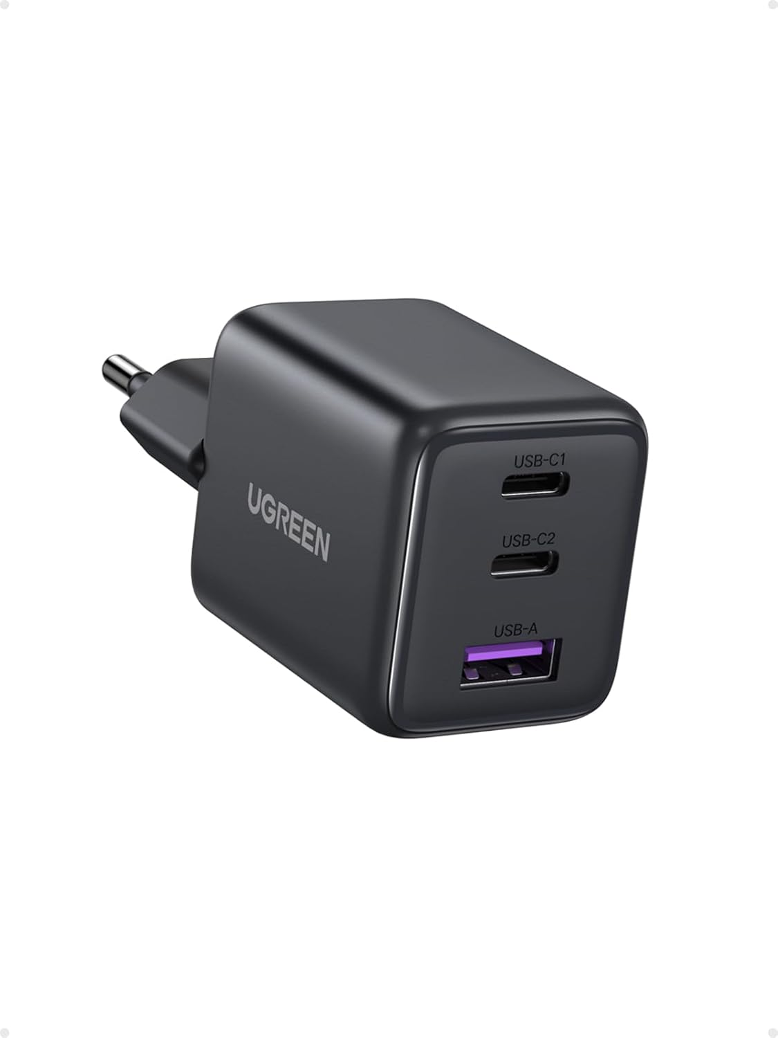 UGREEN ▫️ Carregador Zapix USB C 30W, adaptador para iPhone de 3 portas (2C + 1A) GAN II compatível com iPhone 17 Pro MAX Air 16/15/14; Galaxy S25 / S24; Google Pixel 10/9/8 (preto