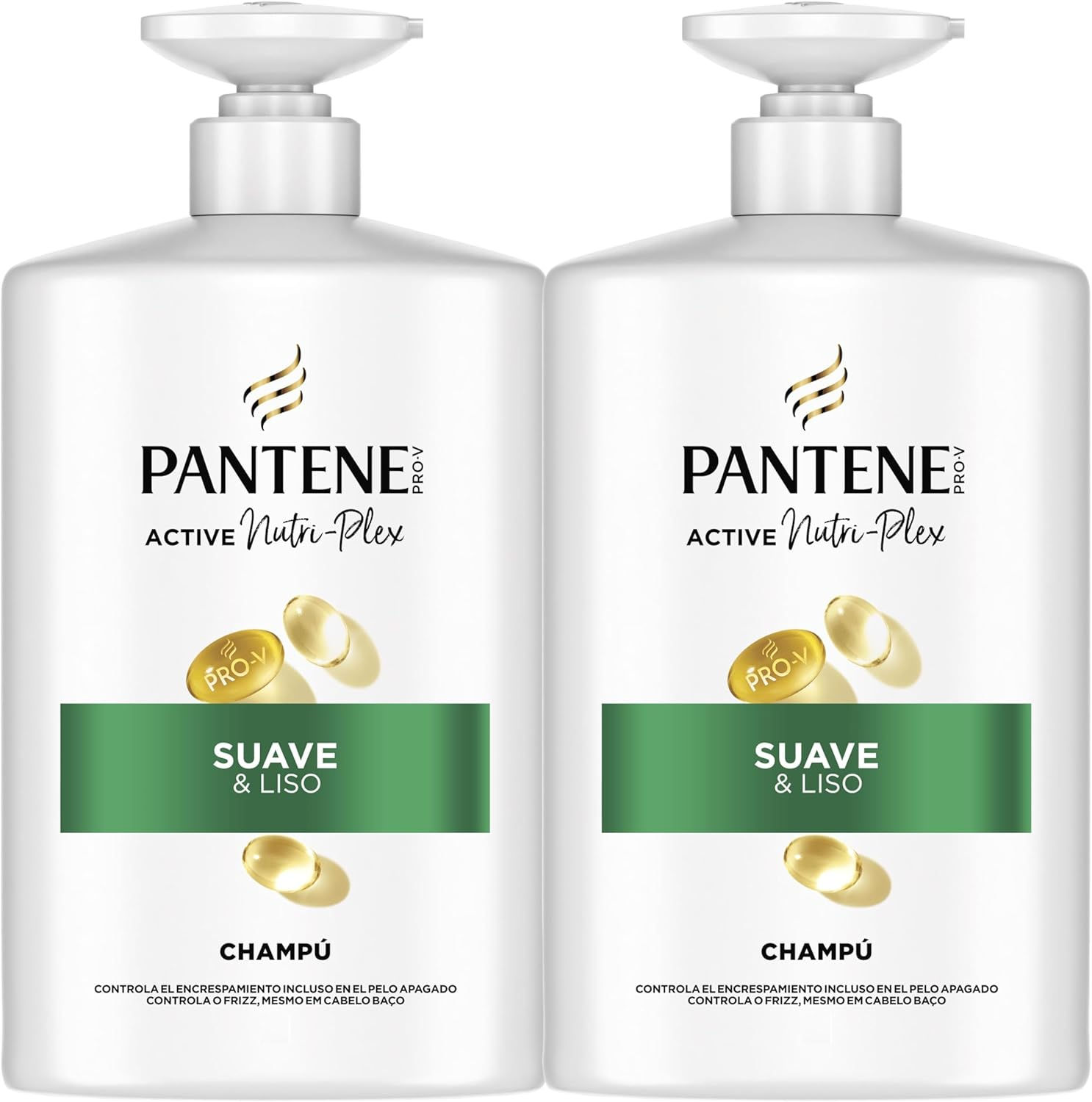 Pantene ▫️ Champô Pro-V Liso e Sedoso 2X1000ml Dispensador, Cabelo Encrespado e Sem Brilho. Limpa suavemente. Protege as ligações do cabelo. Sem silicone