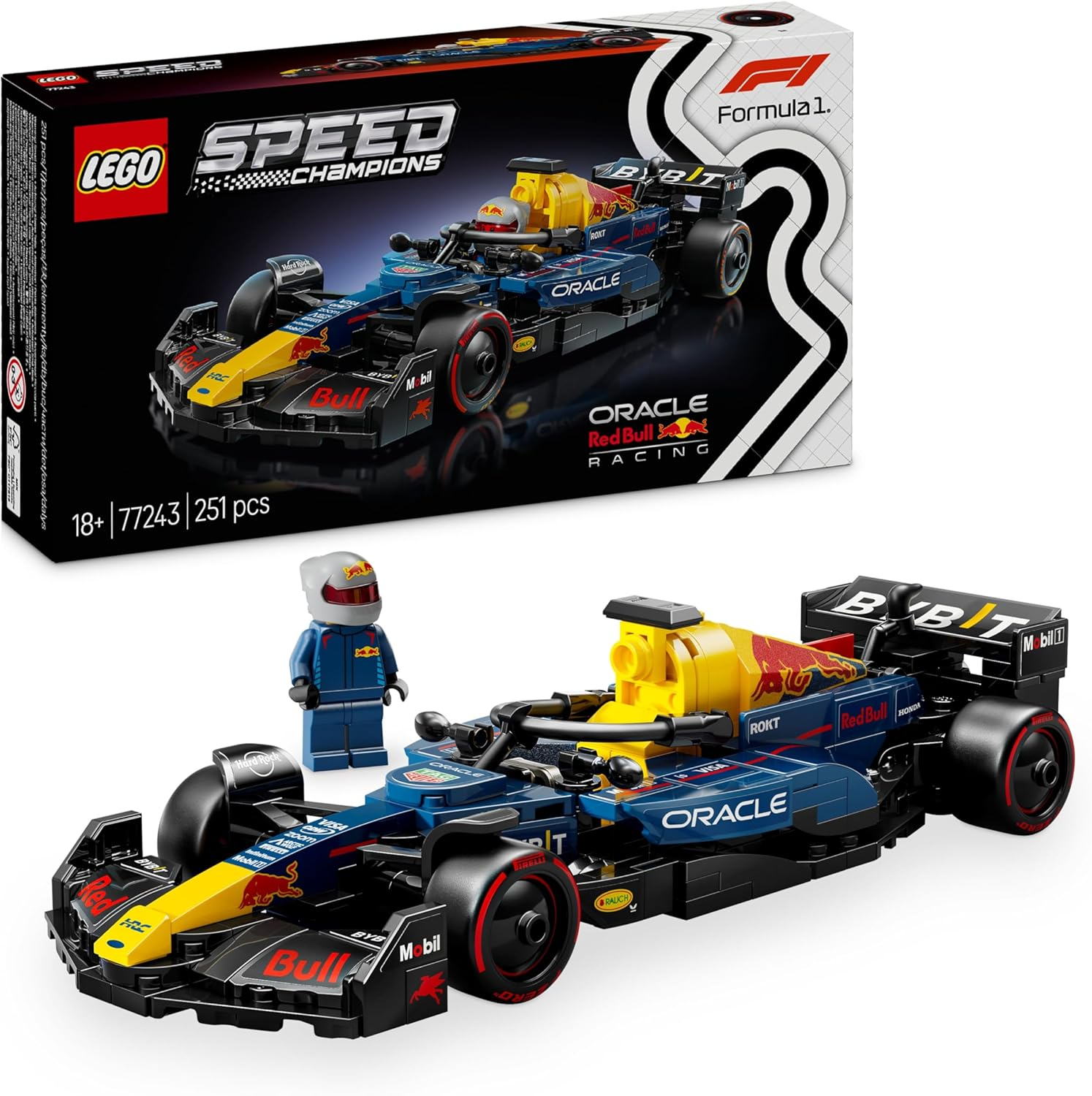 LEGO ▫️ Speed Champions Oracle Red Bull Racing RB20 F1 Modelo de Carro de Corrida para Adultos com 1 Minifigura de Piloto de Fórmula 1, Prenda para Coleccionadores Homens e Mulheres 77243