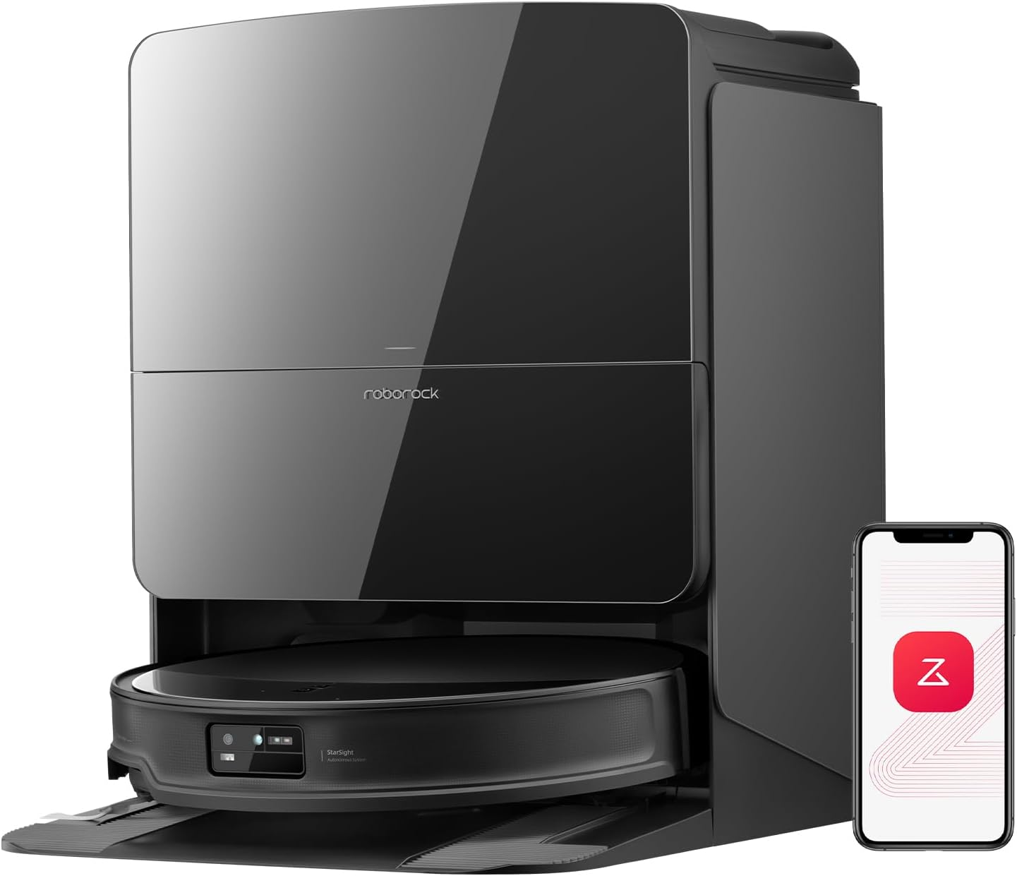 roborock ▫️ Saros 10R Robô aspirador 22000 Pa com mopa, corpo ultrafino de 7,98 cm, obstáculo extremo de 4 cm, sem emaranhados, FlexiArm Riser, esvaziamento automático, secagem com ar quente, preto