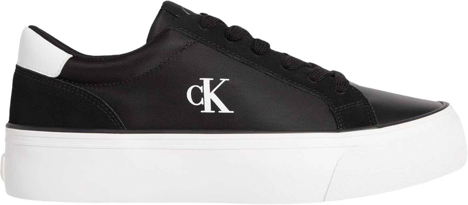 Calvin Klein ▫️ Sneaker com sola vulcanizada Flatform Nylon Mix com logótipo para mulher