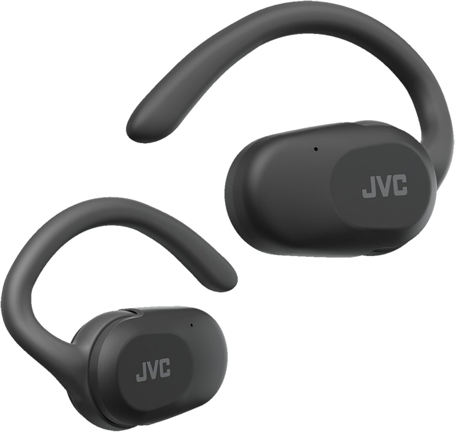 JVC ▫️ Auscultadores sem fios Bluetooth : 26 horas de autonomia da bateria e carregamento rápido: ouvido aberto, leve e à prova de salpicos, ideal para desporto e controlo tátil - HA-NP40T (preto)
