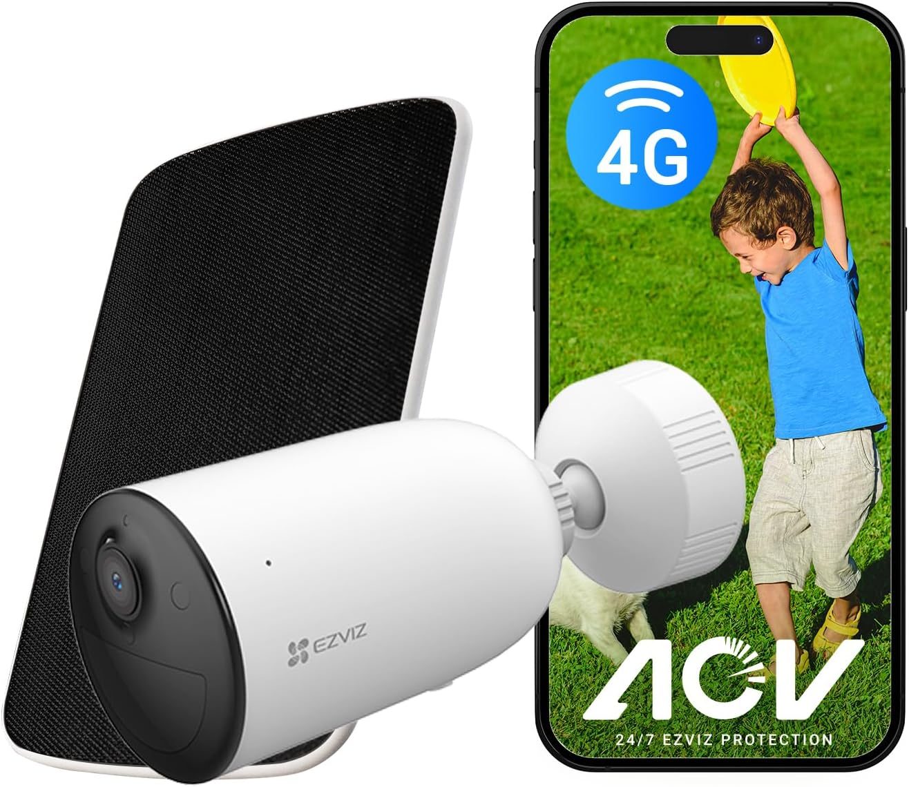 EZVIZ ▫️ Kit CB3 Câmara de vigilância exterior 4G 2K com bateria recarregável de 5200mAh, modo AOV, deteção de pessoas/veículos, visão nocturna a cores, áudio bidirecional, defesa ativa (sem WiFi, sem SIM)
