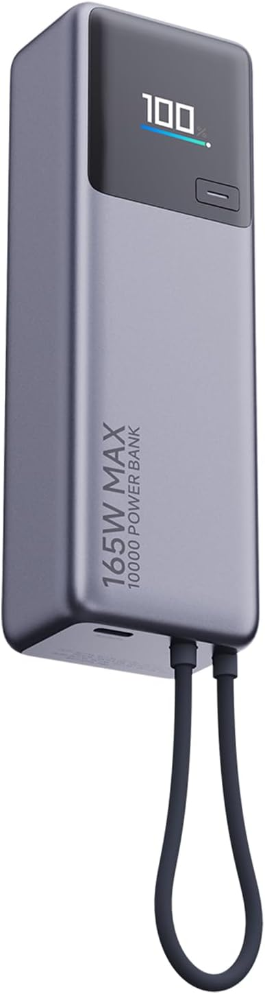 XIAOMI ▫️ 165W Power Bank 10000mAh (cabo integrado) GL, Power Bank com capacidade de auto-recarregamento até 90W, duas portas com uma saída máxima simultânea até 165W