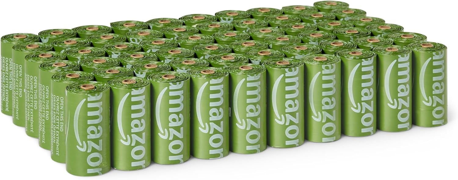Amazon Basics ▫️ Sacos de lixo reciclados para cães sem dispensador, sem perfume, 900 sacos (60 pacotes de 15 sacos)