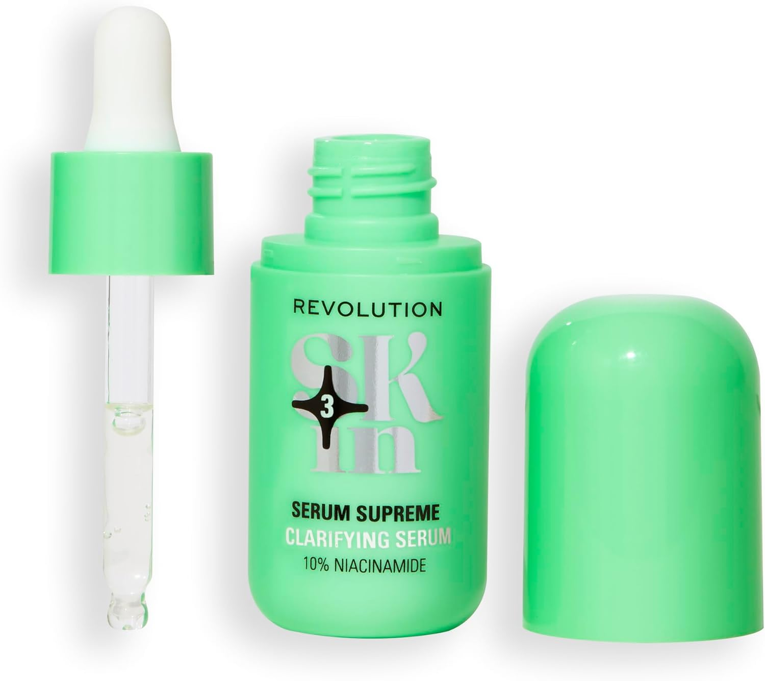 Revolution Skincare London ▫️ Revolution SKin, Serum Supreme Clarifying Serum, Sérum Purificante com 10% de Niacinamida e Zinco, Hidrata e Suaviza, Vegan e Sem Crueldade, 30ml