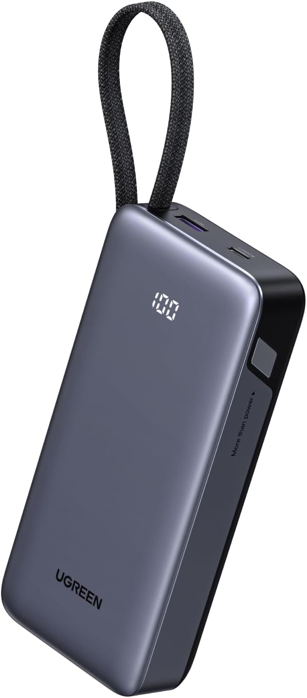 UGREEN ▫️ Nexode 45W Power Bank 20000mAh Bateria externa Carregamento rápido Cabo USB C integrado PD3.0 LED Carregador portátil para PC Compatível com iPhone 17 16 15 15 Plus Pro MAX Galaxy S25 S24 A56 A16 MacBook iPad