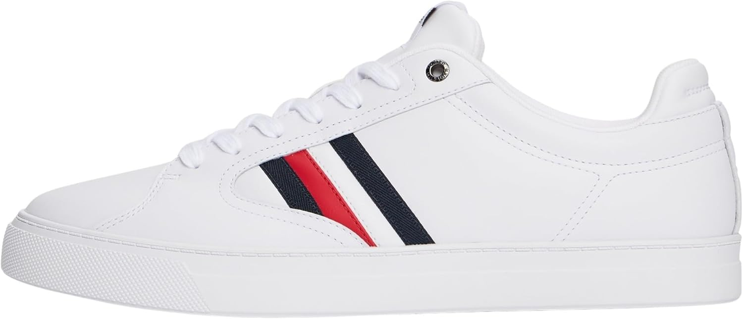 Tommy Hilfiger ▫️ Sneaker with Cupsole Men's Icon Court Stripes Sola em pele