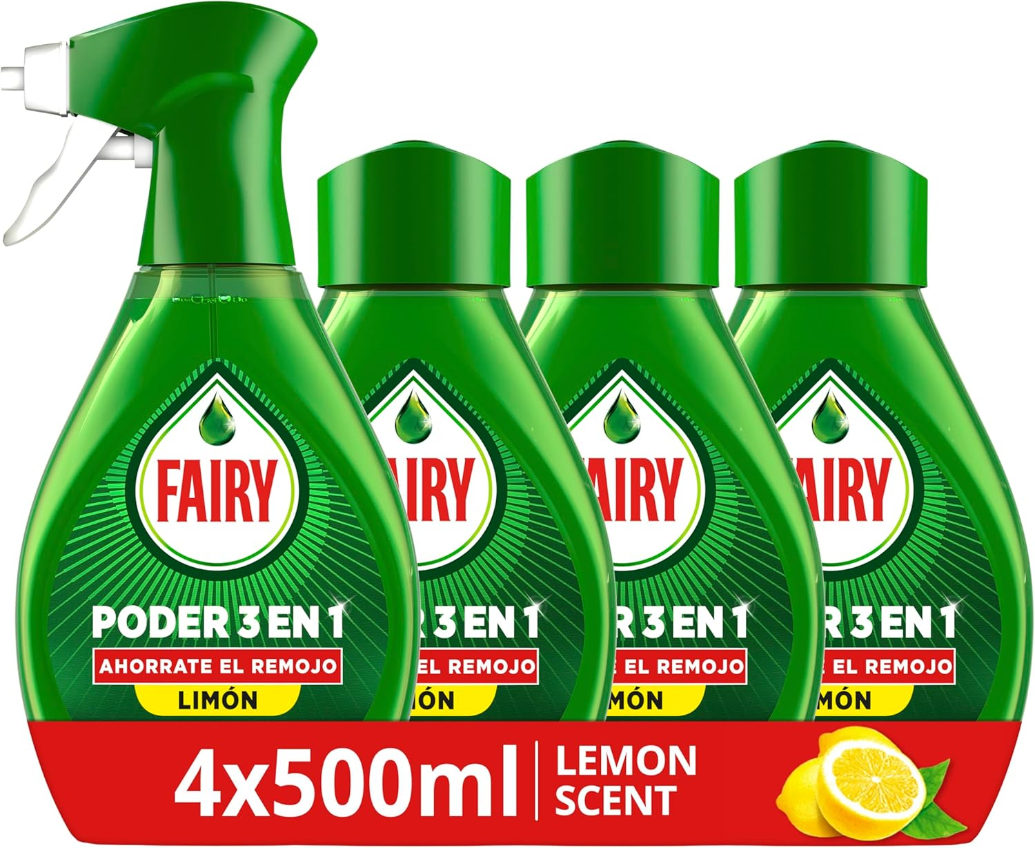 FAIRY ▫️ Power No Soak Lemon Refill Spray, Loiça & Cozinha, À prova de gordura, 2000ml, Embalagem de 4