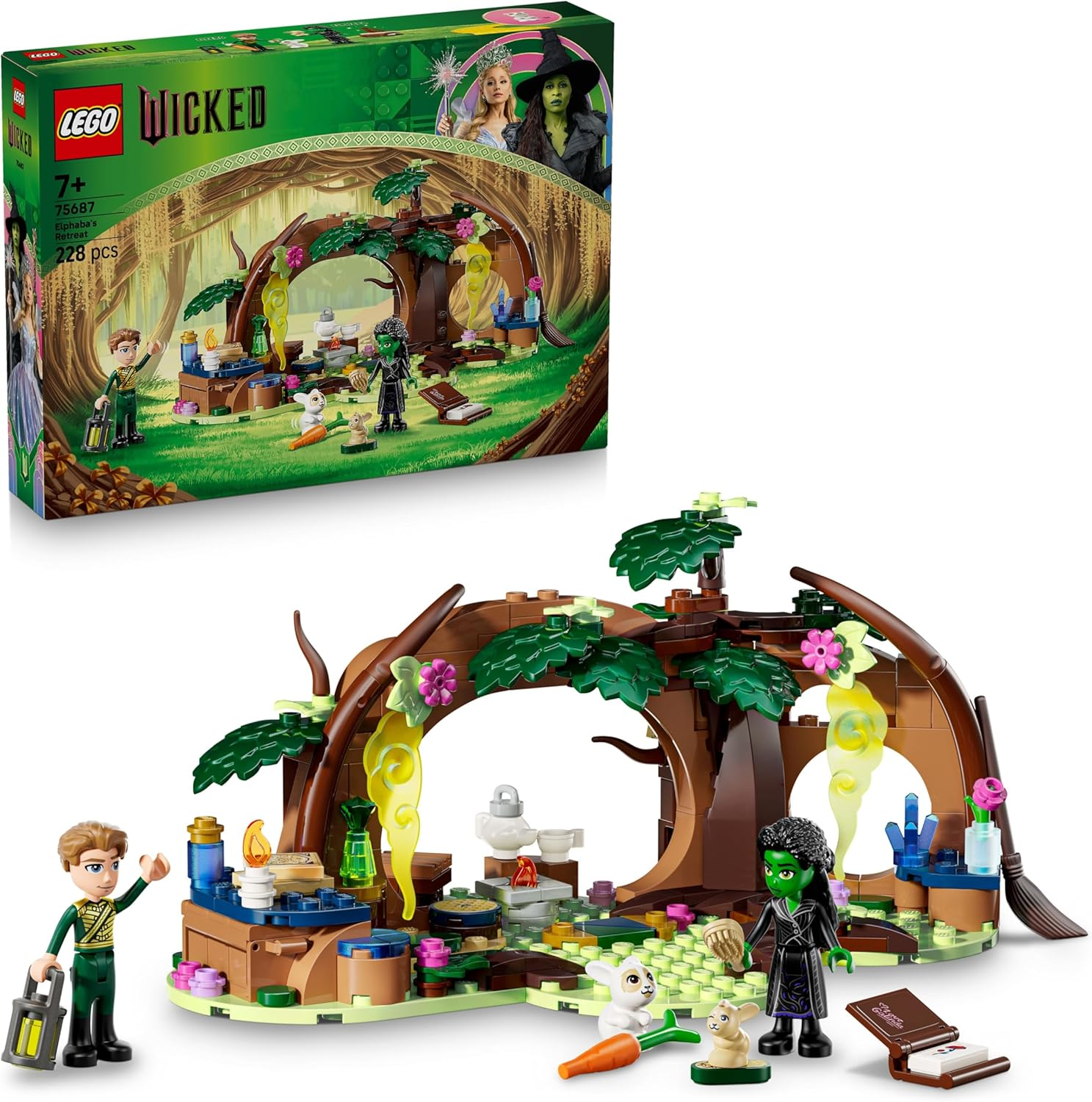 LEGO ▫️ Wicked Elphaba's Lair - Floresta com 2 Mini Bonecas Inc. Fiyero, 2 Animais de Brinquedo e Acessórios - Prenda para Raparigas a partir dos 7 anos e Fãs do Filme 75687