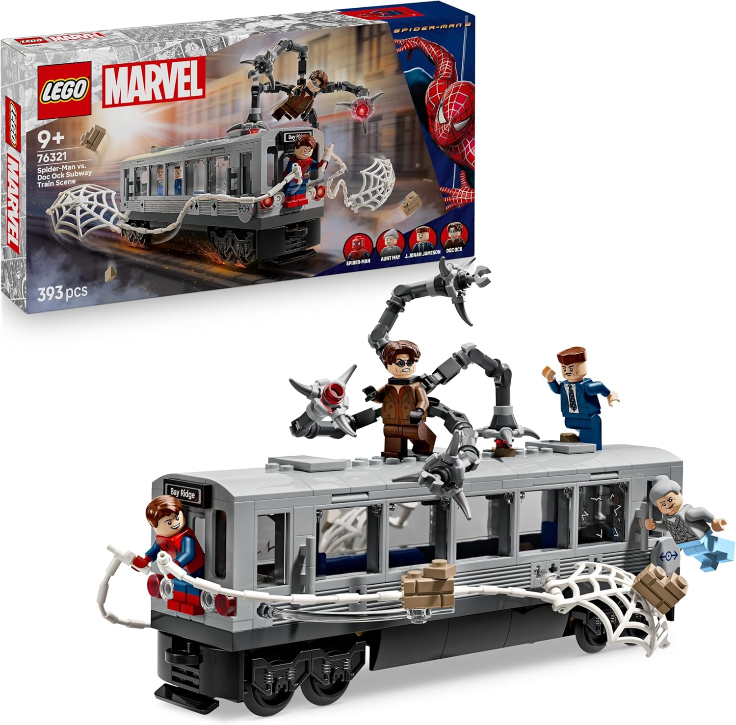 LEGO ▫️ ǀ Marvel Spider-Man vs. Doc Ock: Cena de trem subterrâneo - Brinquedo de super-herói com 4 minifiguras - Presente colecionável para crianças com mais de 9 anos de idade Fãs de filmes 76321