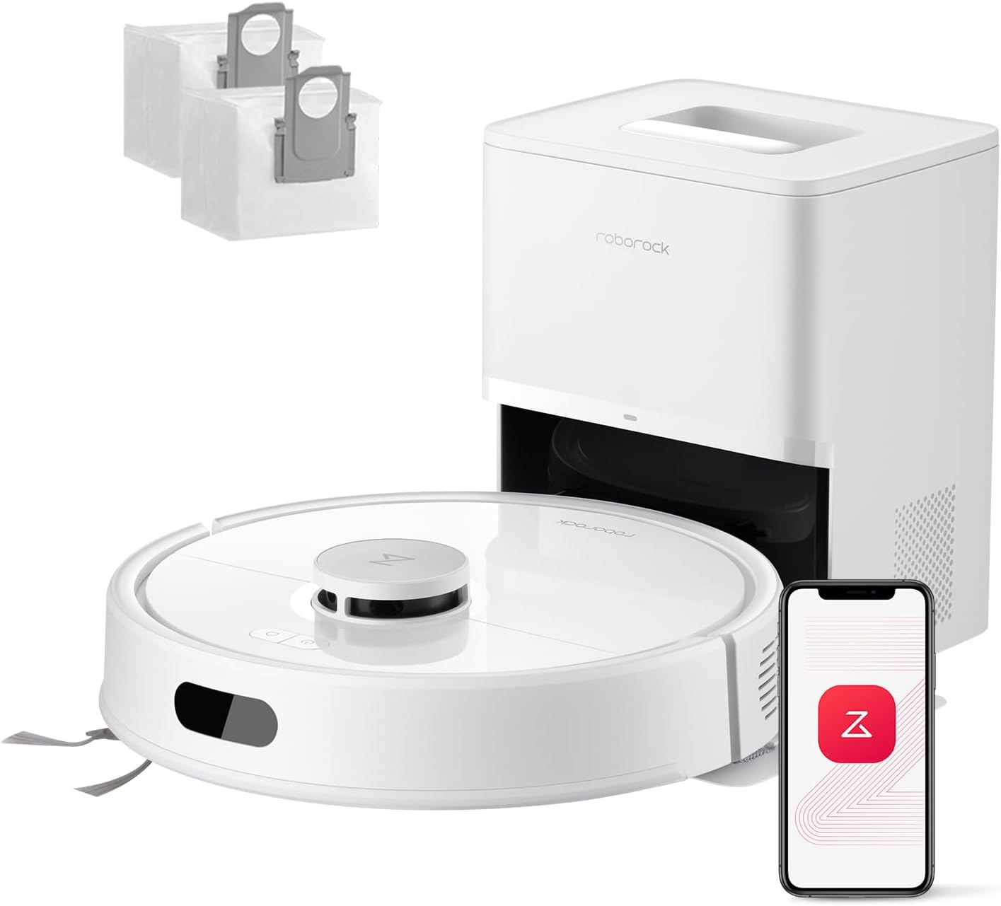 roborock ▫️ Q7 L5+ Set Robot Vacuum Cleaner and Scrubber 8000 Pa, 7 Weeks Auto Vacuum, Dual Anti-Tangle System, PreciSense LiDAR Navigation, Hard Floors, Carpets and Pet Hair, White
