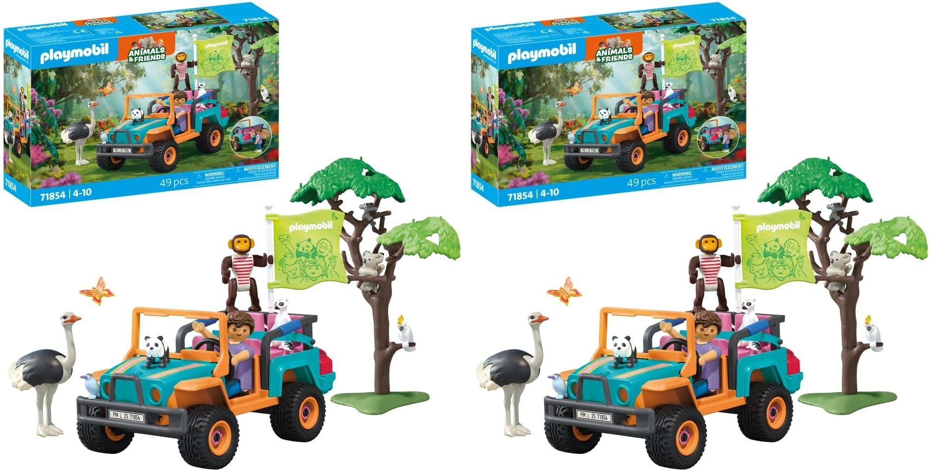 PLAYMOBIL ▫️ Animais e Amigos | Jipe Multicolorido | Brinquedo para maiores de 4 anos | Prenda ideal para crianças | Estimula a criatividade | com figuras, veículo e acessórios | 71854