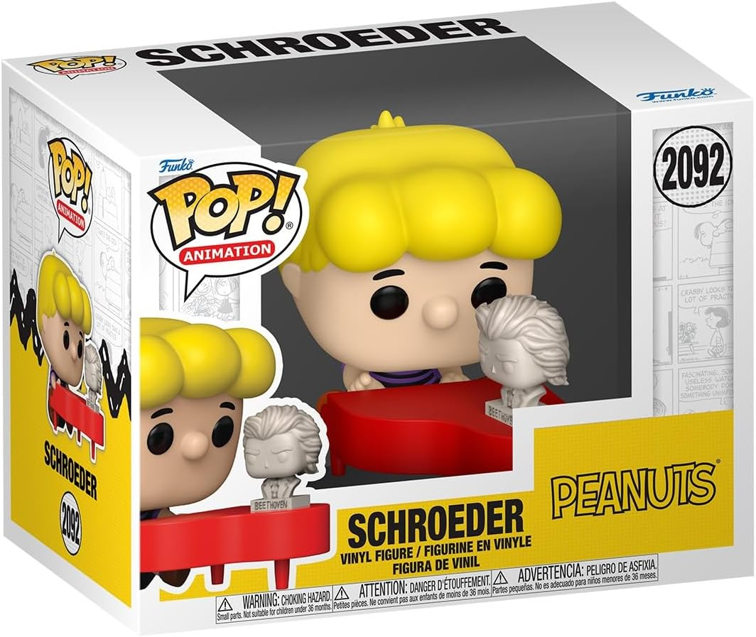 Funko ▫️ Pop! Premium: Peanuts - Schroeder com Piano e Beethoven - Figura de Vinil Colecionável - Ideia para Prenda - Mercadoria Oficial - Brinquedos para Crianças e Adultos