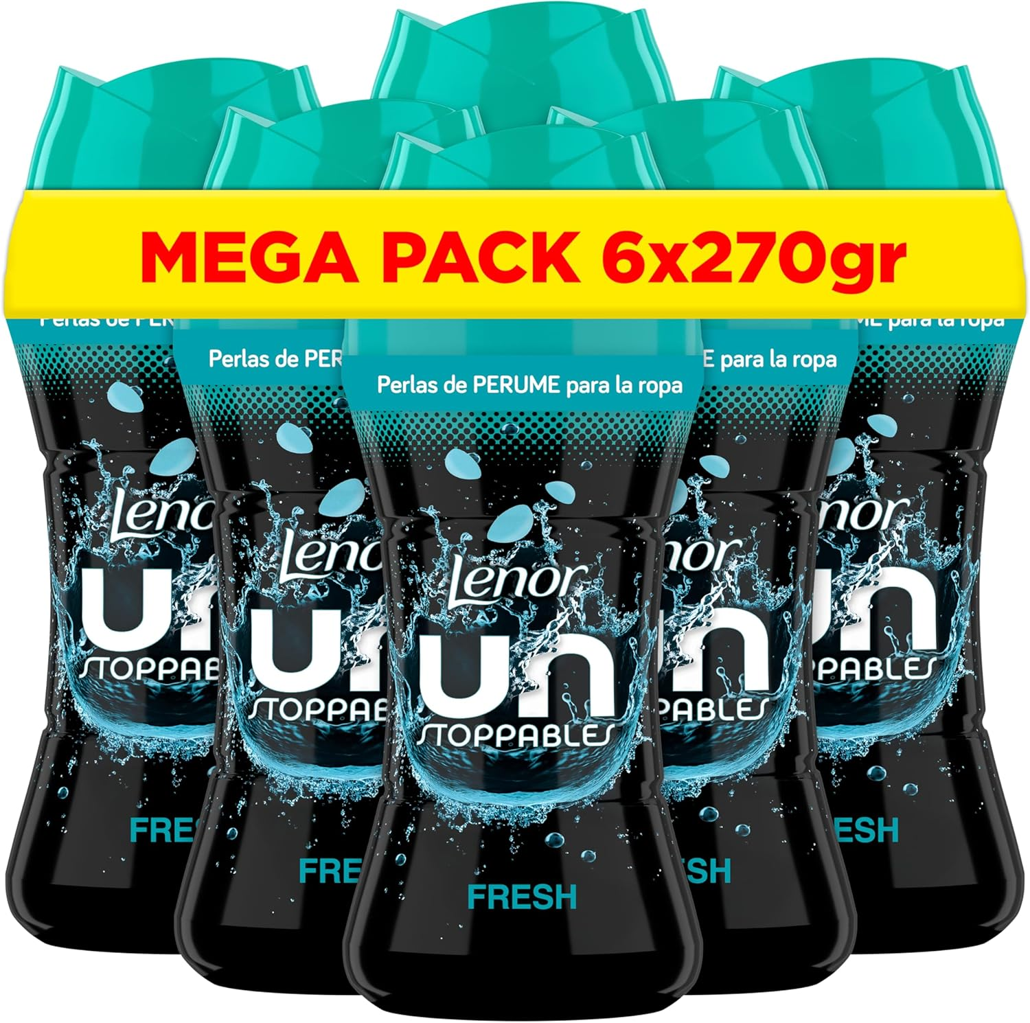 LENOR ▫️ UNstoppables Pérolas de perfume para roupa, 133 lavagens (6 x 270g), amaciador de fragrâncias frescas, intensificador de frescura