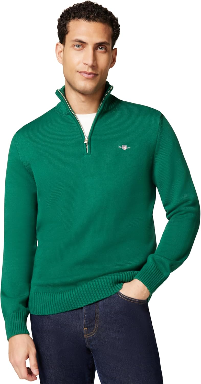 GANT ▫️ Camisola casual de algodão com meio fecho de correr para homem