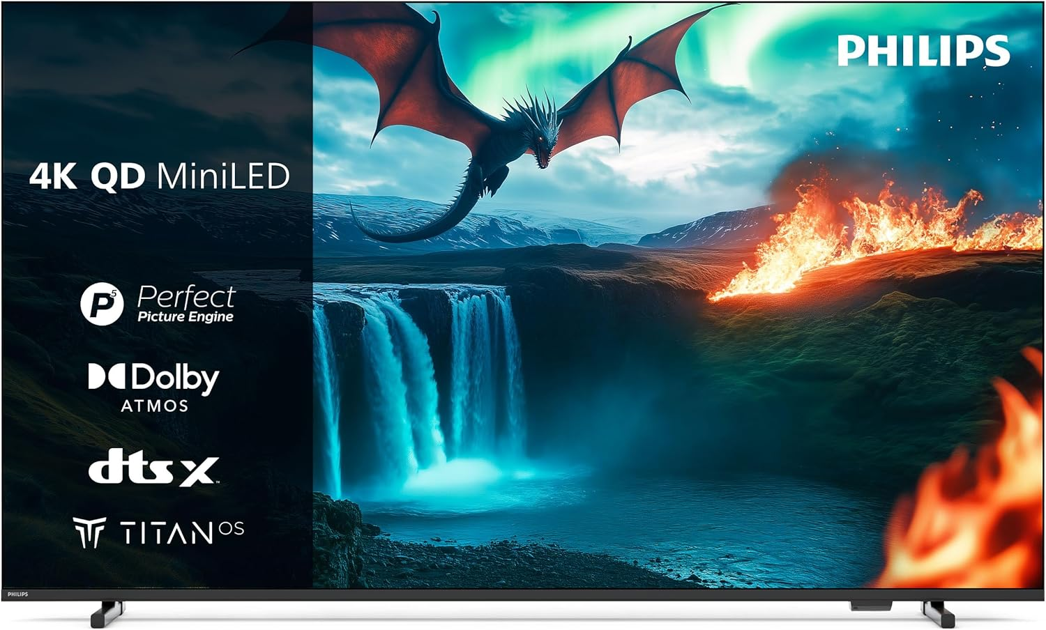 Philips ▫️ 65MLED820 Mini LED 4K Smart TV - ecrã de 65 polegadas com P5 Picture Engine Ultra HD, Titan OS, Dolby Vision e som Dolby Atmos