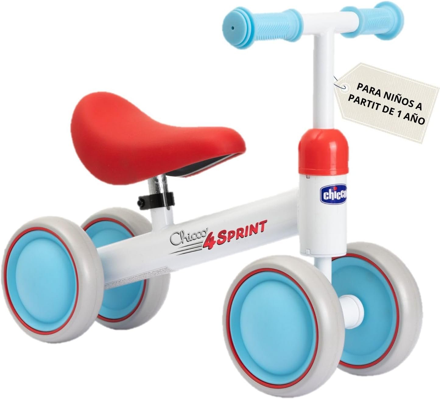 Chicco ▫️ Baby Tricycle 1 Year, triciclo para bebés, bicicleta sem pedais, 1-3 anos, máx. 20 kg, brinquedos para crianças, presente para crianças, com rodas de borracha, assento macio, pegas antiderrapantes, branco