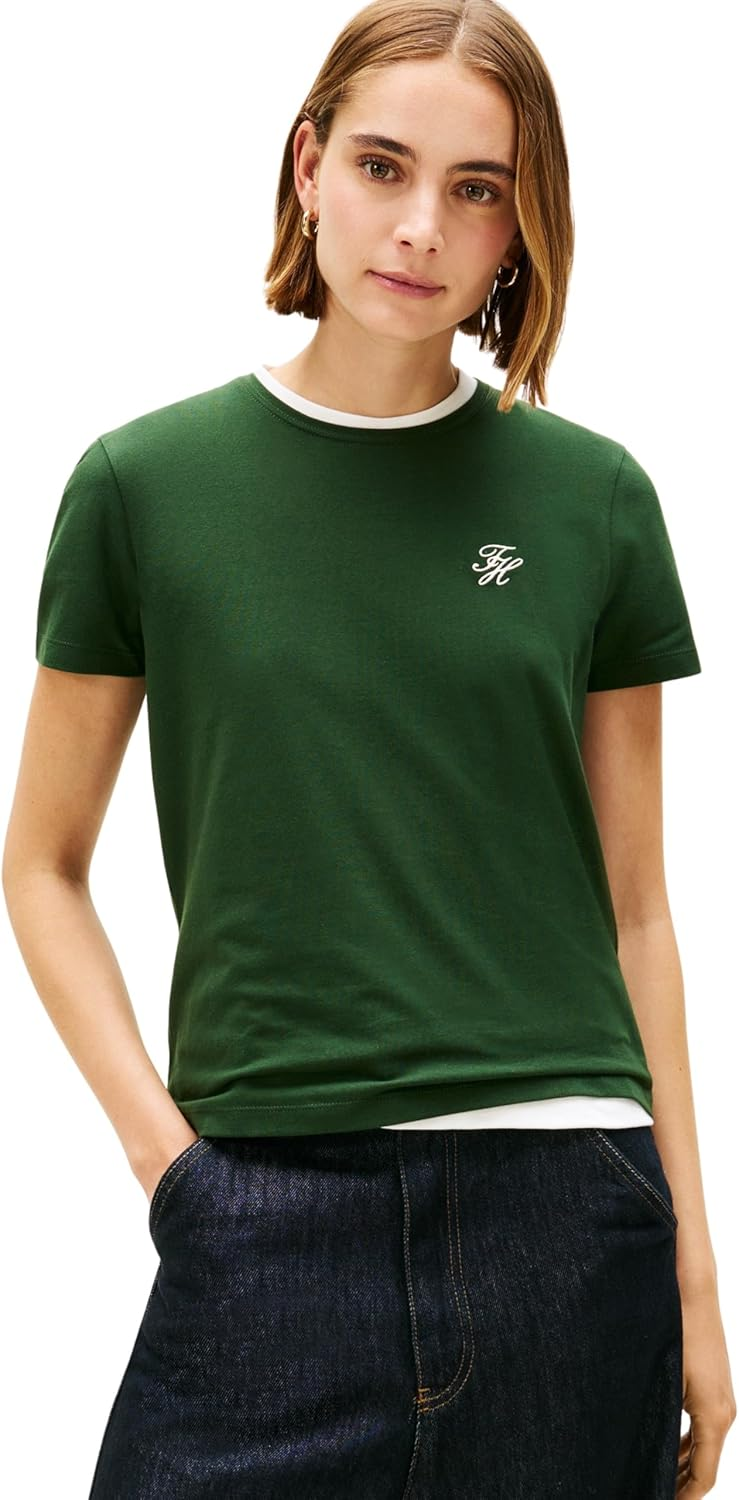 Tommy Hilfiger ▫️ TH Script Reg C-nk SS tee Ww0ww47809 T-shirt S/S para mulher